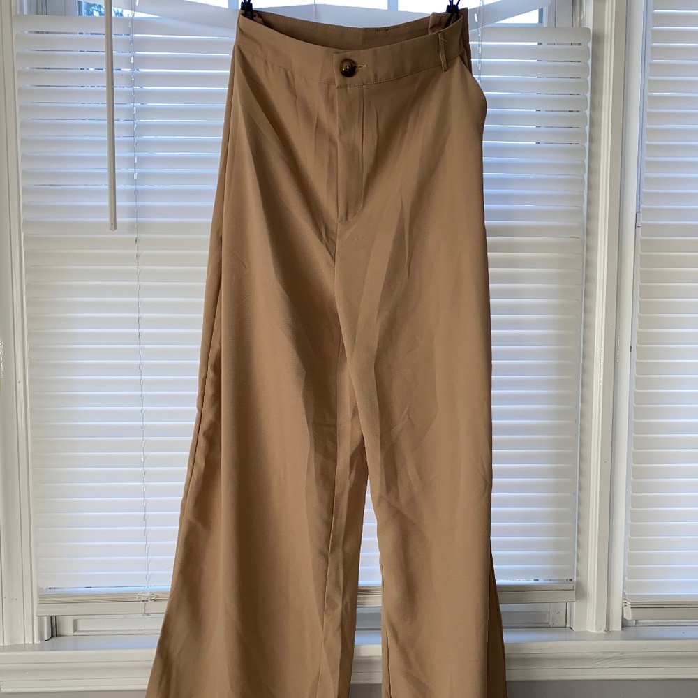 NWOT Flare Leg Silky Khaki Pants